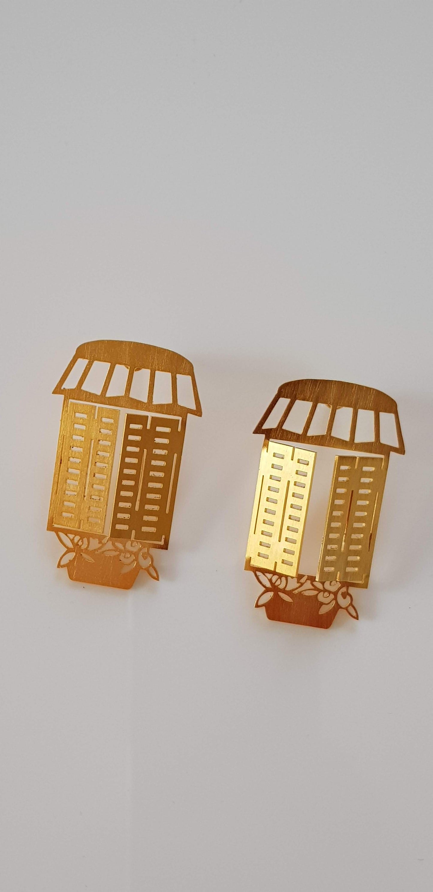 Shebbak Earrings | Open Windows With Shutters And Flowers