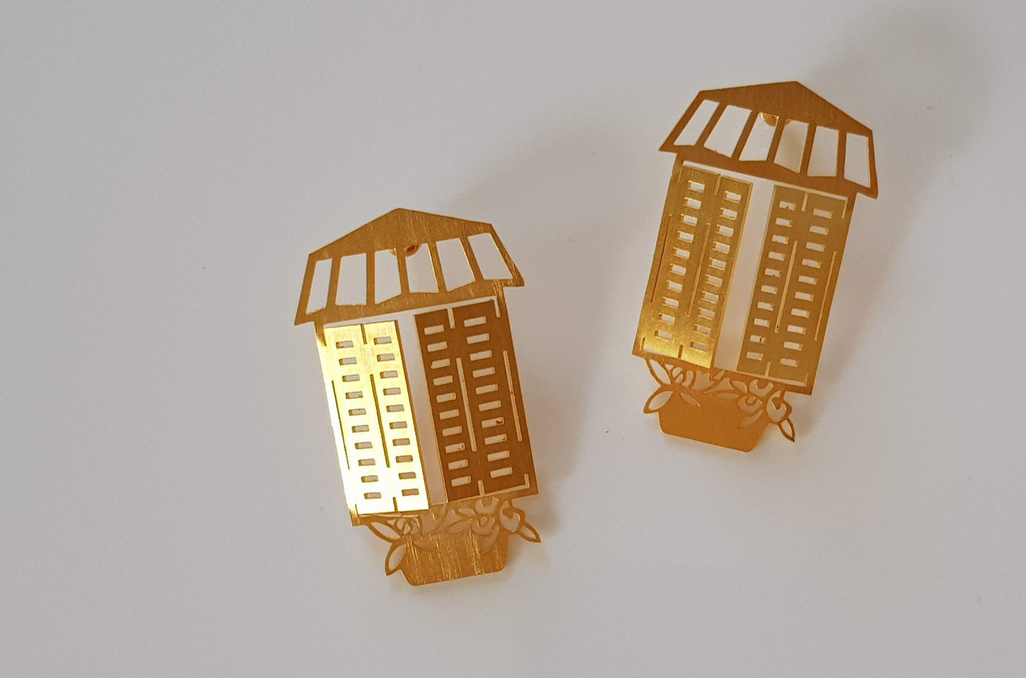 Shebbak Earrings | Open Windows With Shutters And Flowers