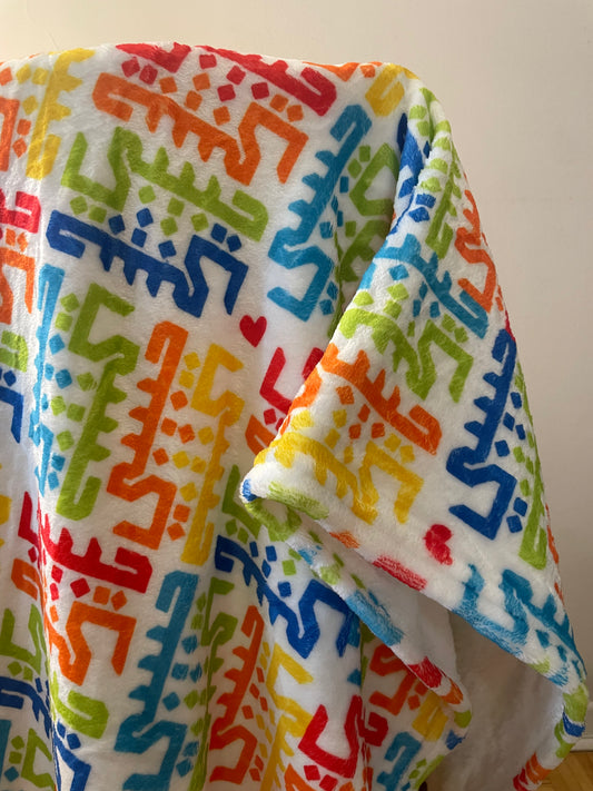 Habibi warm Blanket - newborn Arabic gift colorful Red Blue Yellow Green Calligraphy Habibi (My Love) cover