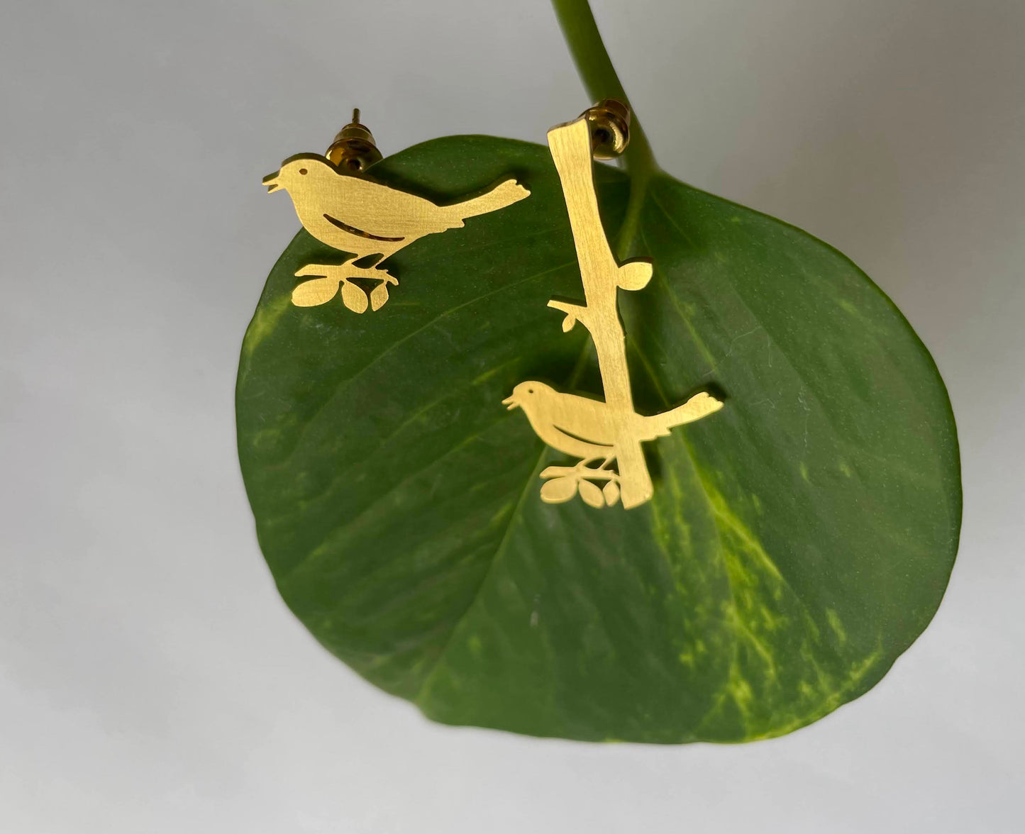 Small Bird on Branch Earrings