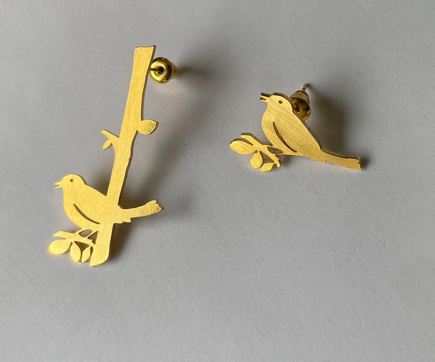 Small Bird on Branch Earrings