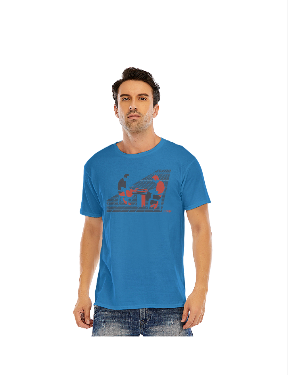 Men playing backgammon on the sidewalk cotton t-shirt