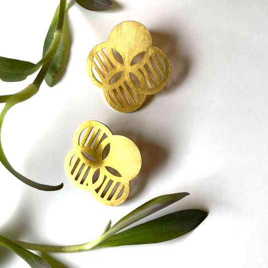 Big Flower Geometrical Earrings