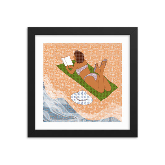 Peace of Mind Art prints Collection 2/3- Reading at the Beach Poster - Frame included