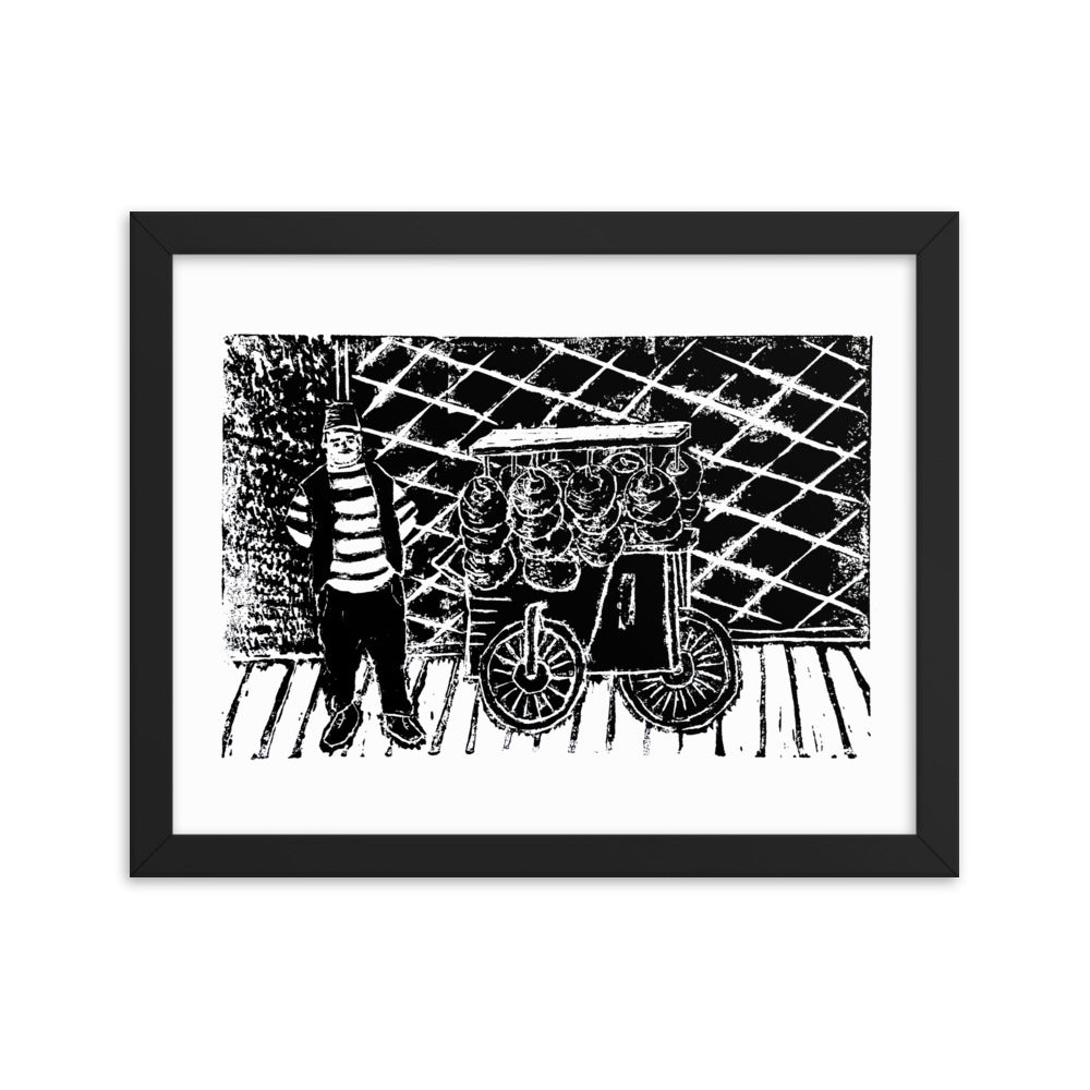 Kaak Bread Street Food Cart & Seller Print - Frame Included