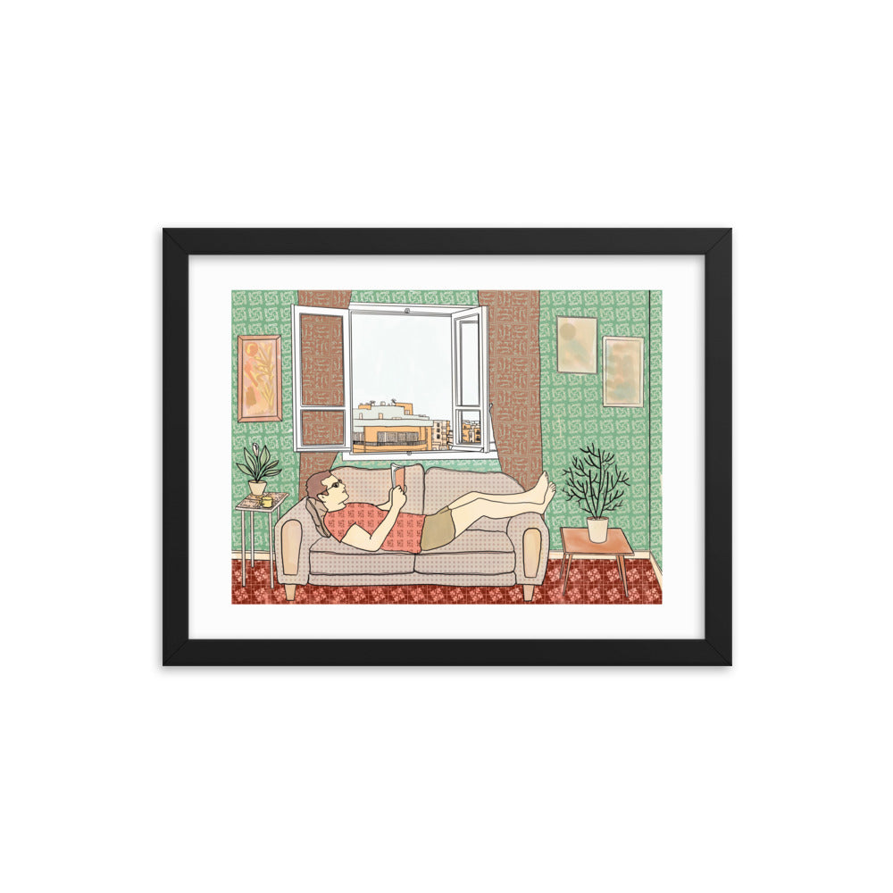 Peace of Mind Art prints Collection 1/3 - Reading in Beirut Framed poster - Frame Included