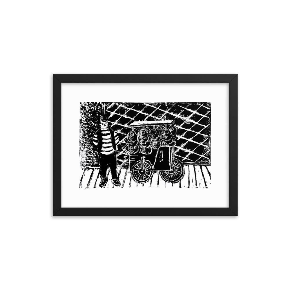 Kaak Bread Street Food Cart & Seller Print - Frame Included
