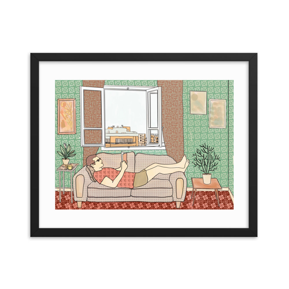 Peace of Mind Art prints Collection 1/3 - Reading in Beirut Framed poster - Frame Included