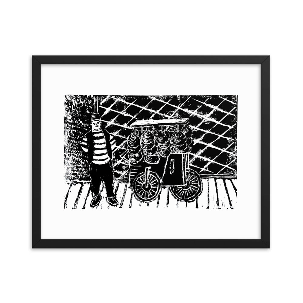 Kaak Bread Street Food Cart & Seller Print - Frame Included