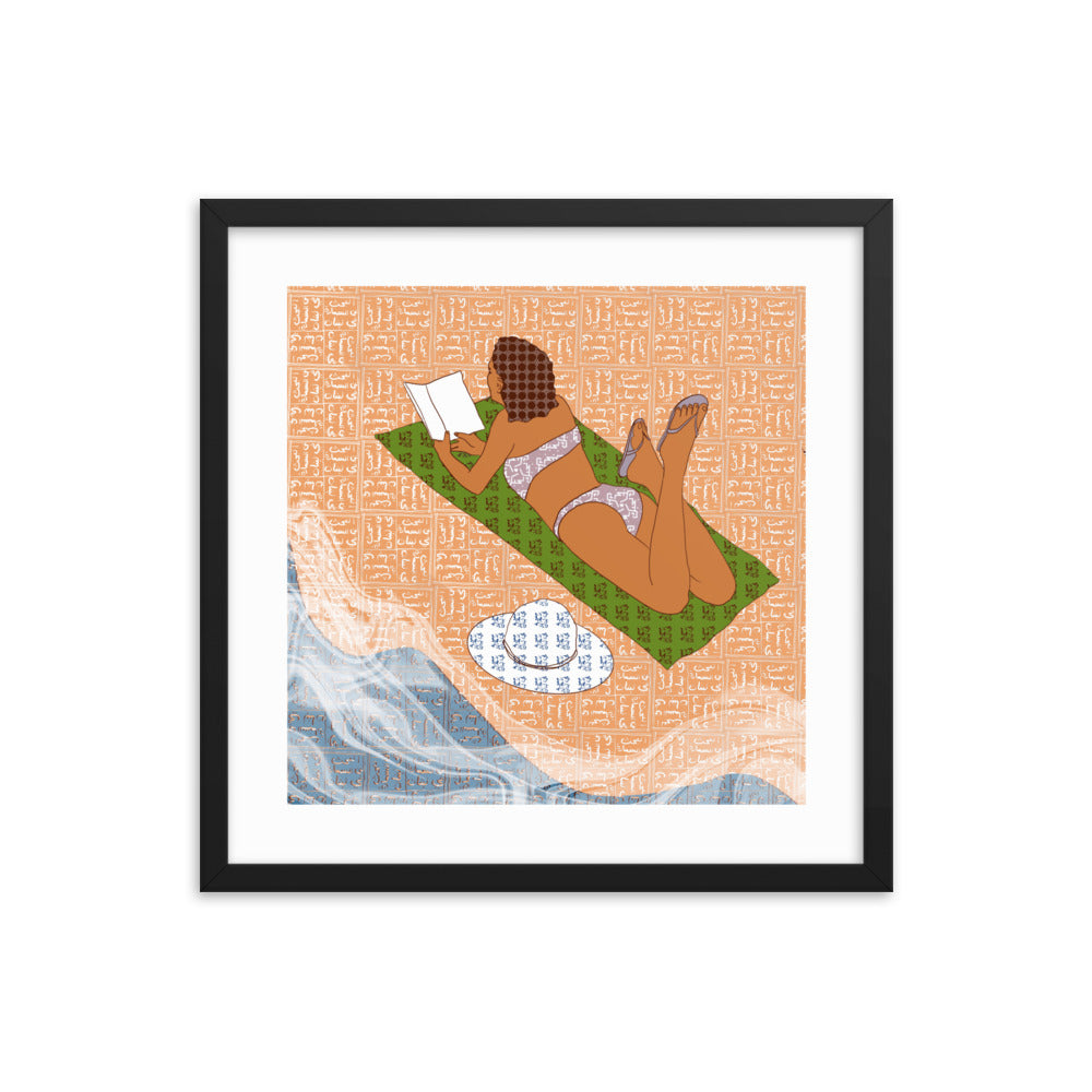Peace of Mind Art prints Collection 2/3- Reading at the Beach Poster - Frame included