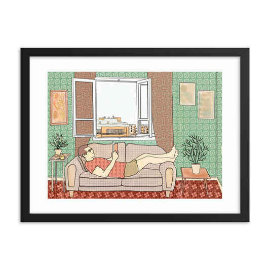 Peace of Mind Art prints Collection 1/3 - Reading in Beirut Framed poster - Frame Included