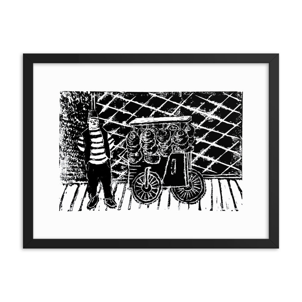 Kaak Bread Street Food Cart & Seller Print - Frame Included