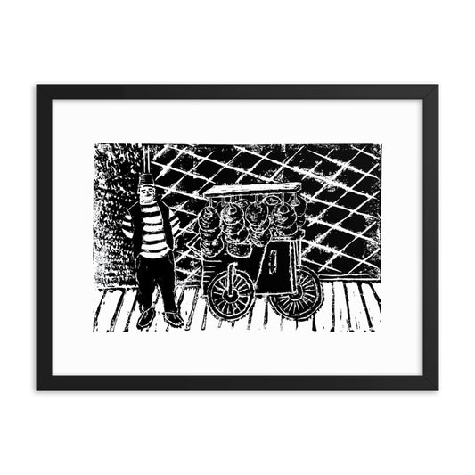 Kaak Bread Street Food Cart & Seller Print - Frame Included