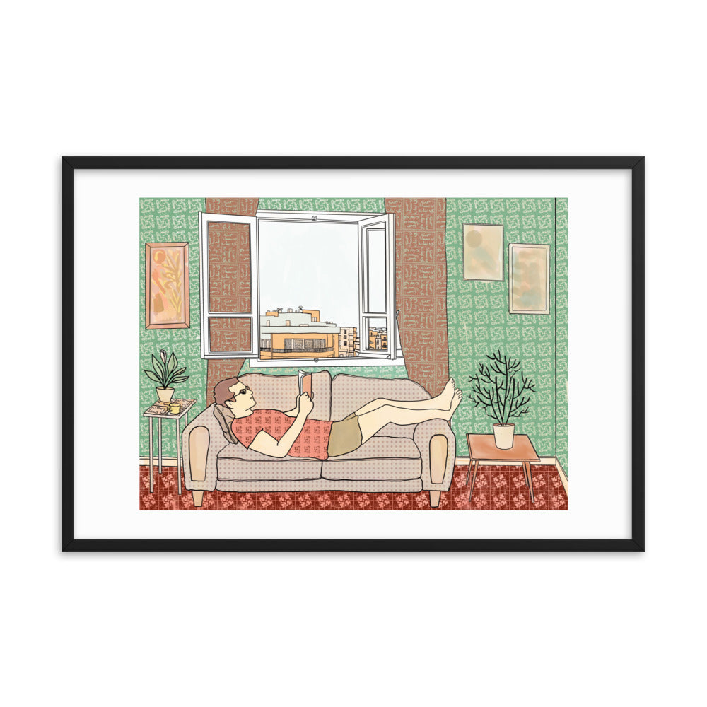Peace of Mind Art prints Collection 1/3 - Reading in Beirut Framed poster - Frame Included