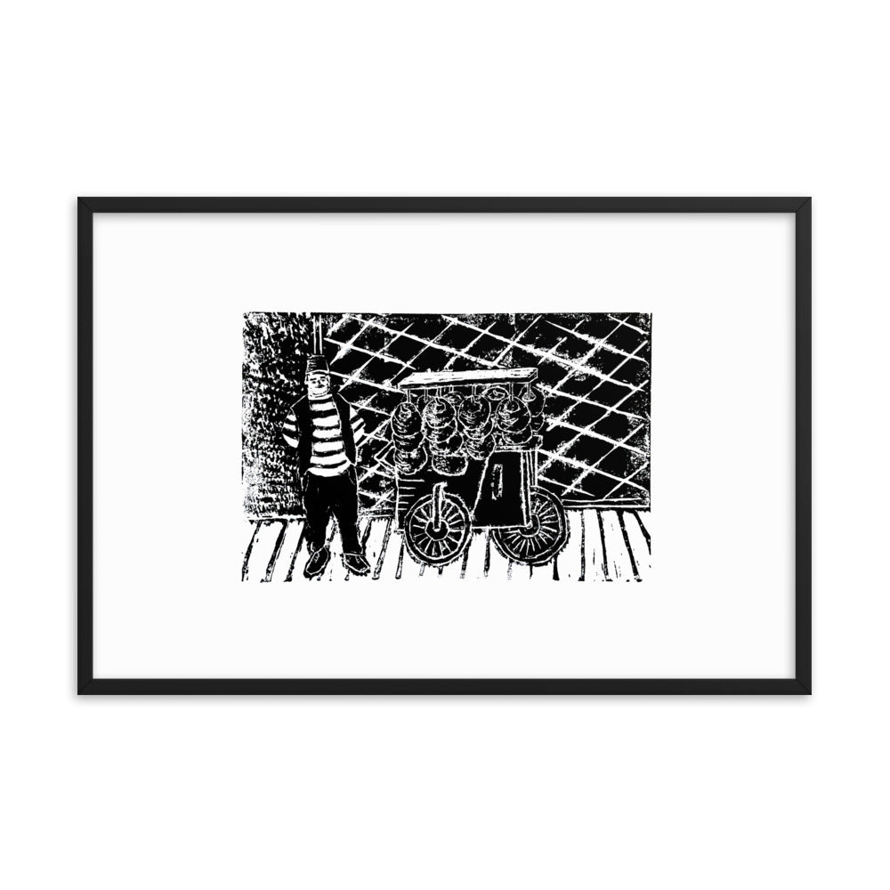 Kaak Bread Street Food Cart & Seller Print - Frame Included