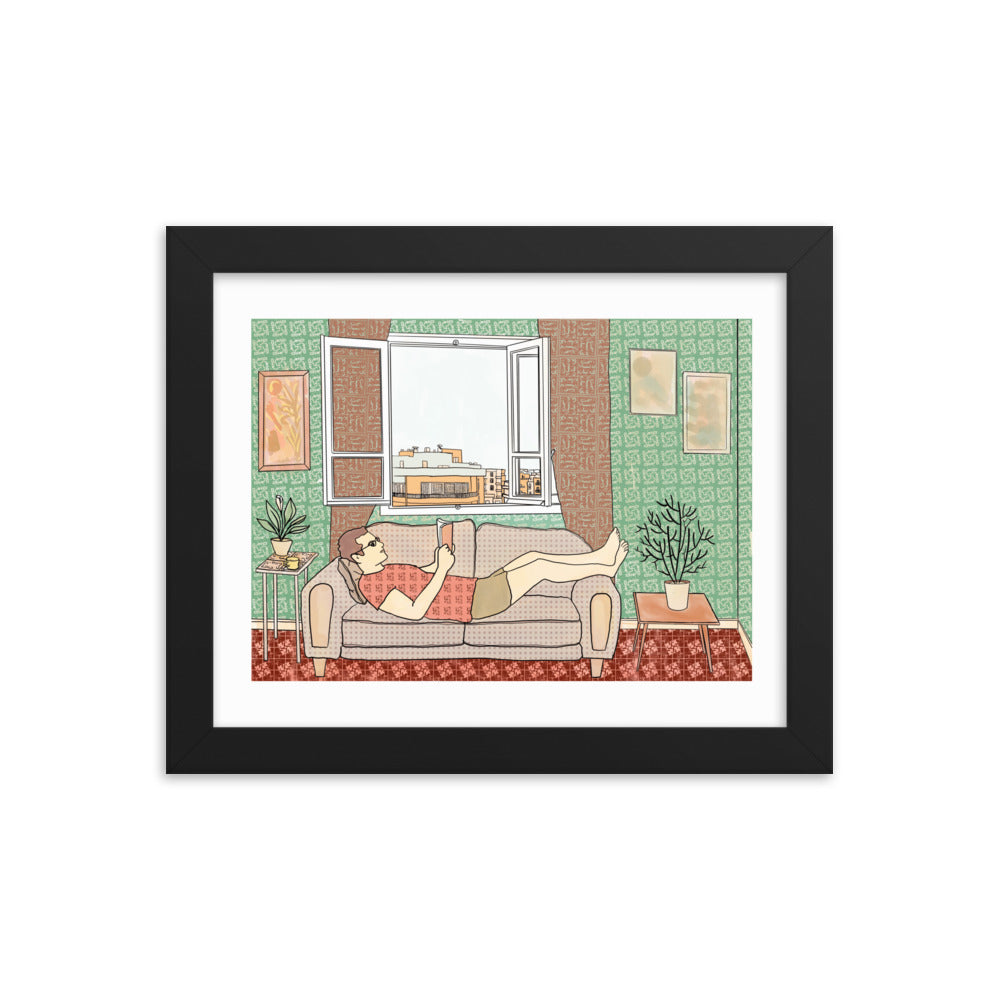 Peace of Mind Art prints Collection 1/3 - Reading in Beirut Framed poster - Frame Included