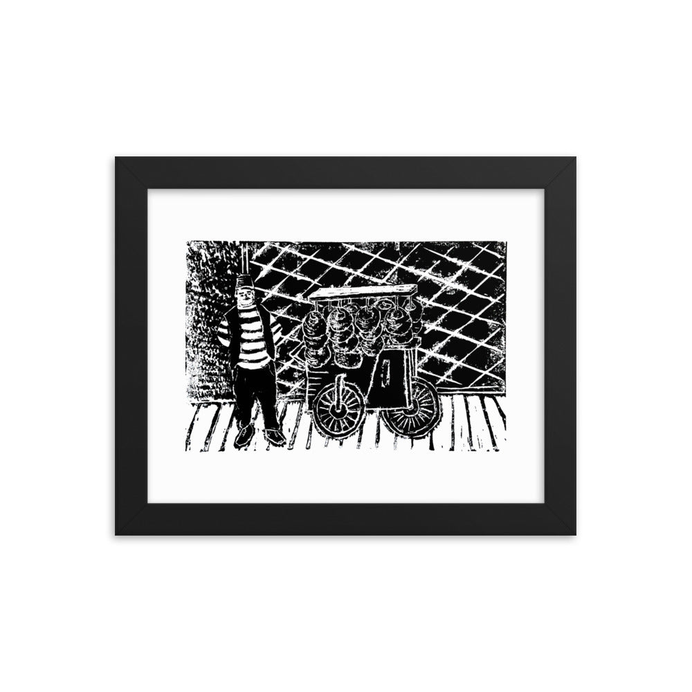 Kaak Bread Street Food Cart & Seller Print - Frame Included