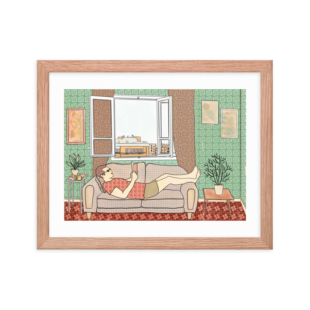Peace of Mind Art prints Collection 1/3 - Reading in Beirut Framed poster - Frame Included