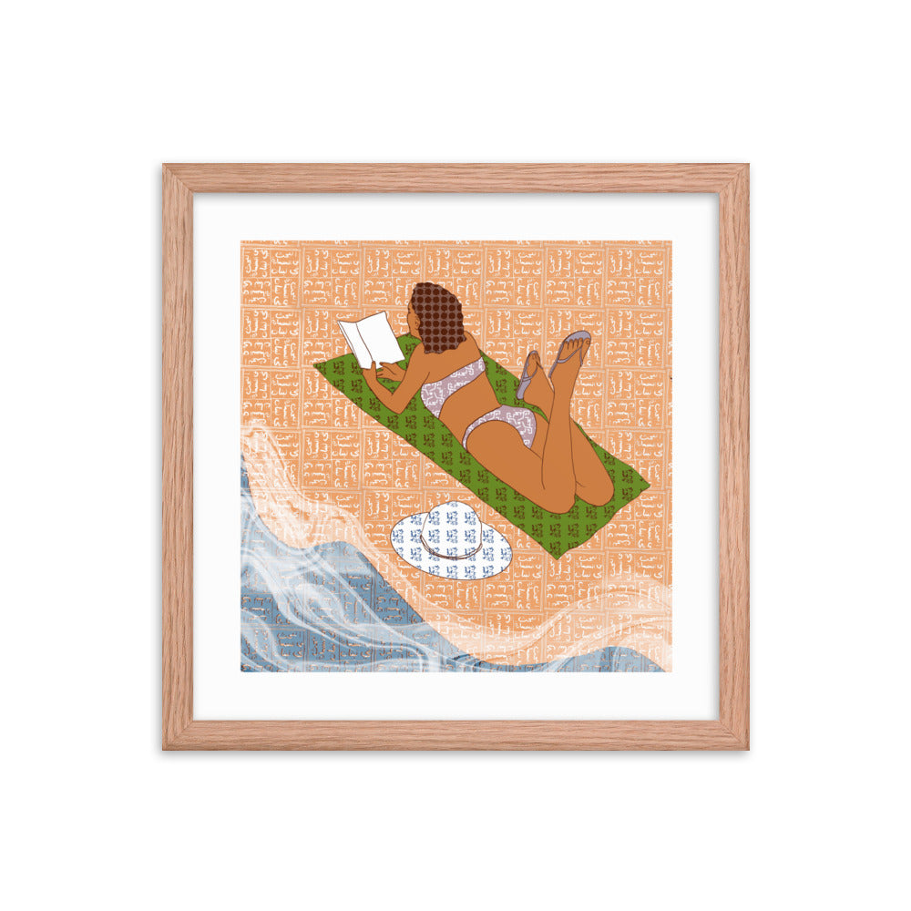 Peace of Mind Art prints Collection 2/3- Reading at the Beach Poster - Frame included