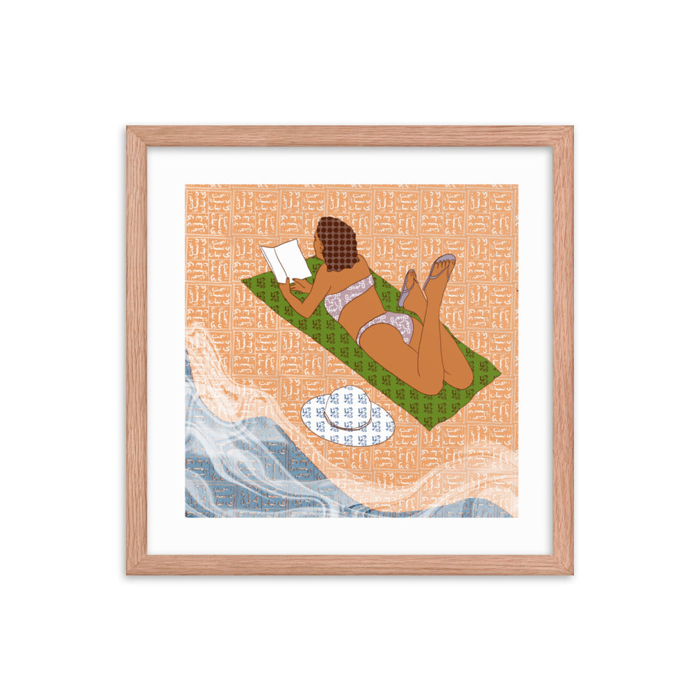 Peace of Mind Art prints Collection 2/3- Reading at the Beach Poster - Frame included
