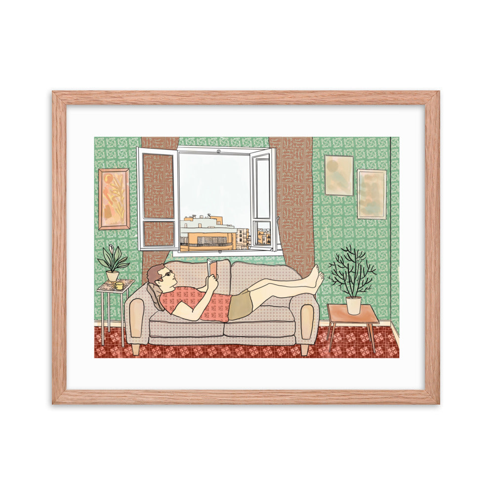 Peace of Mind Art prints Collection 1/3 - Reading in Beirut Framed poster - Frame Included