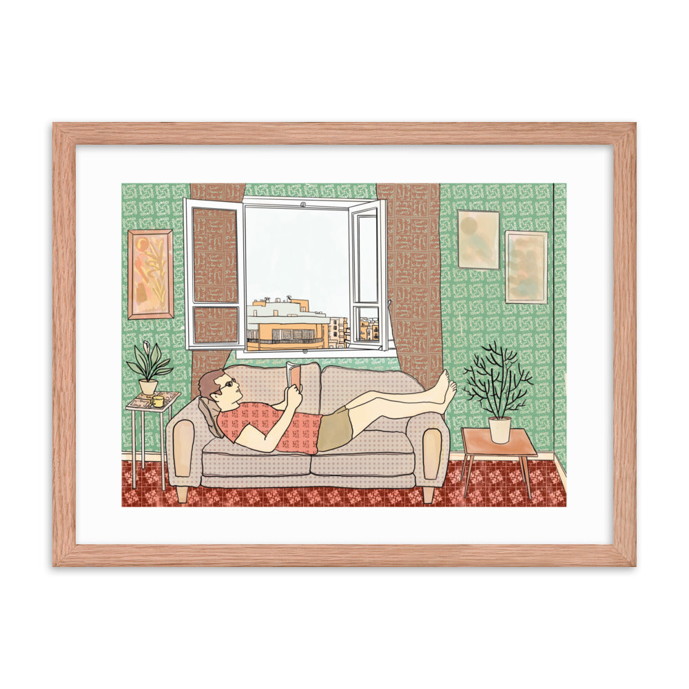 Peace of Mind Art prints Collection 1/3 - Reading in Beirut Framed poster - Frame Included
