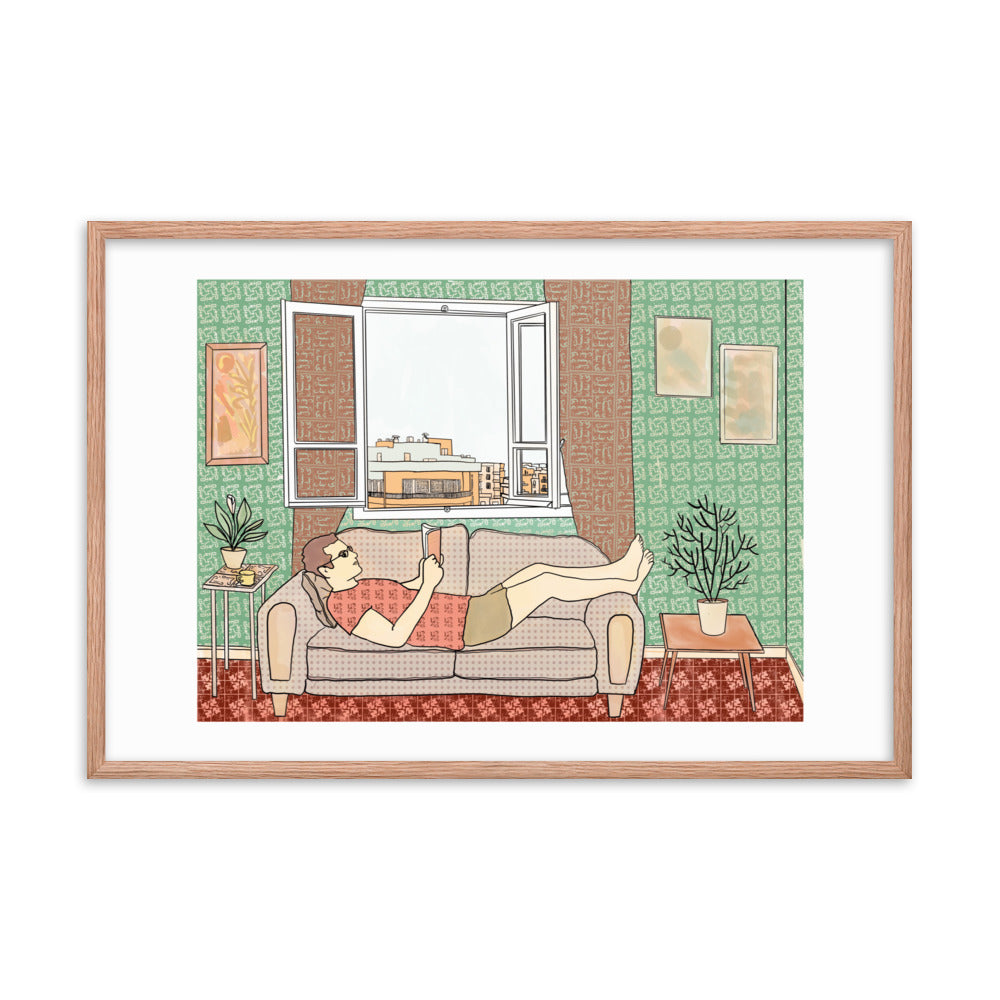 Peace of Mind Art prints Collection 1/3 - Reading in Beirut Framed poster - Frame Included
