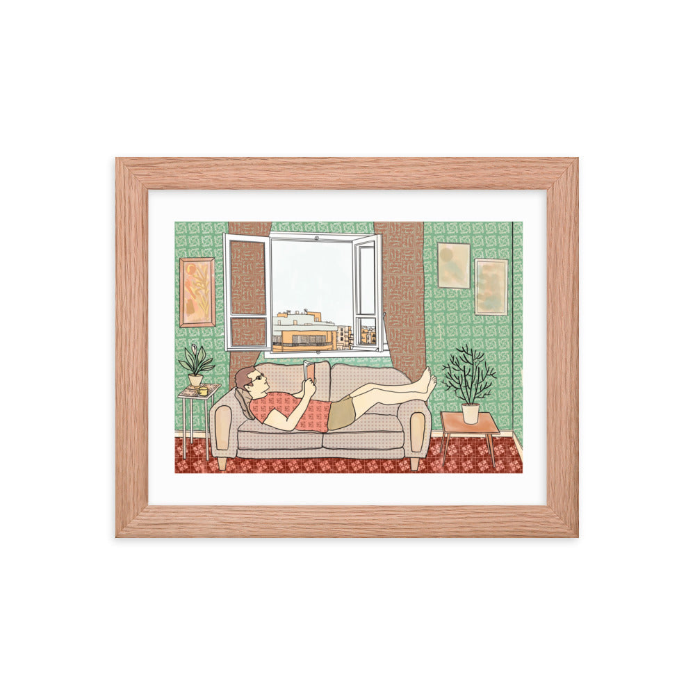 Peace of Mind Art prints Collection 1/3 - Reading in Beirut Framed poster - Frame Included