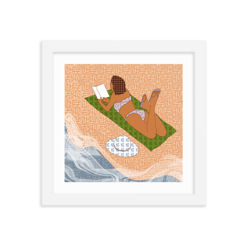 Peace of Mind Art prints Collection 2/3- Reading at the Beach Poster - Frame included