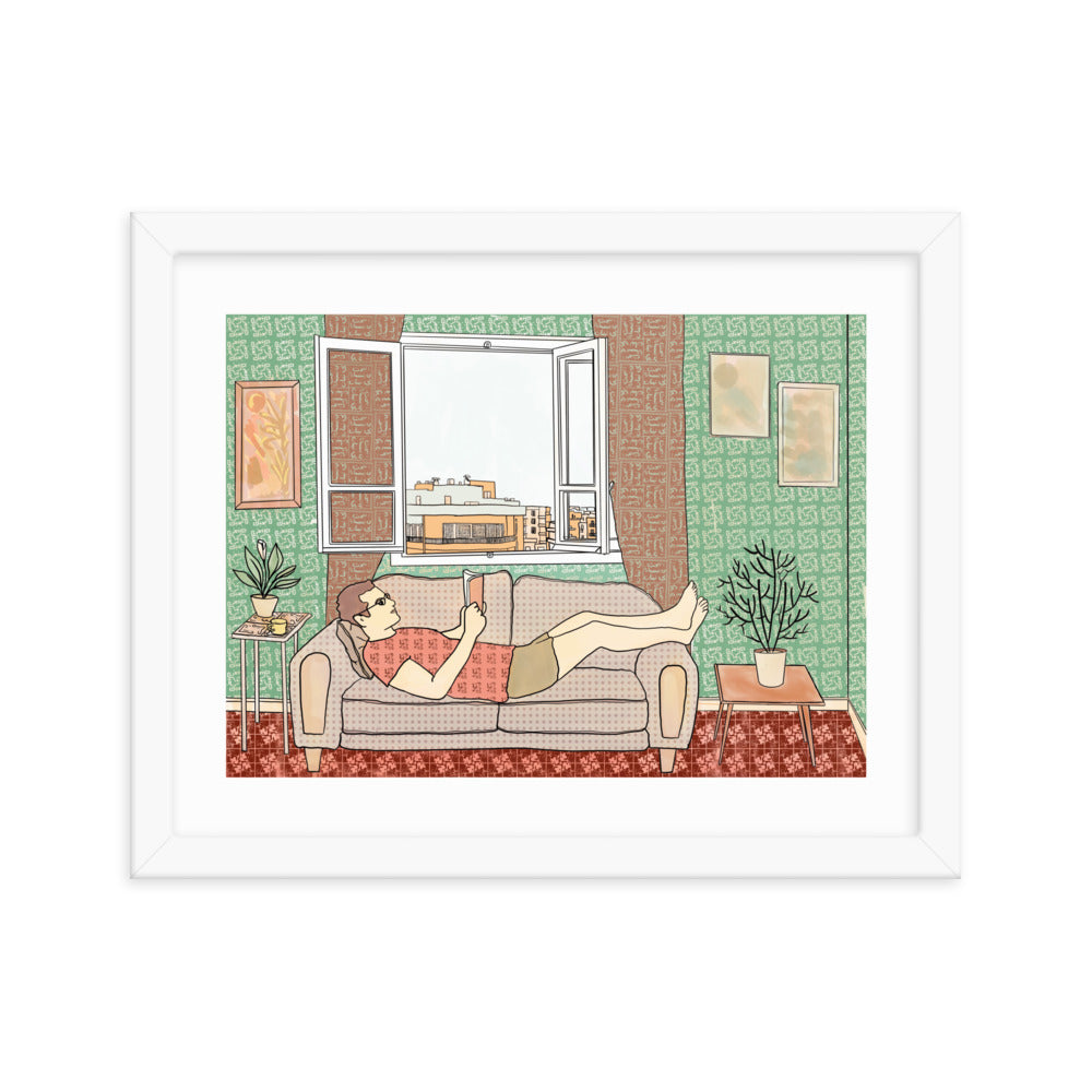 Peace of Mind Art prints Collection 1/3 - Reading in Beirut Framed poster - Frame Included