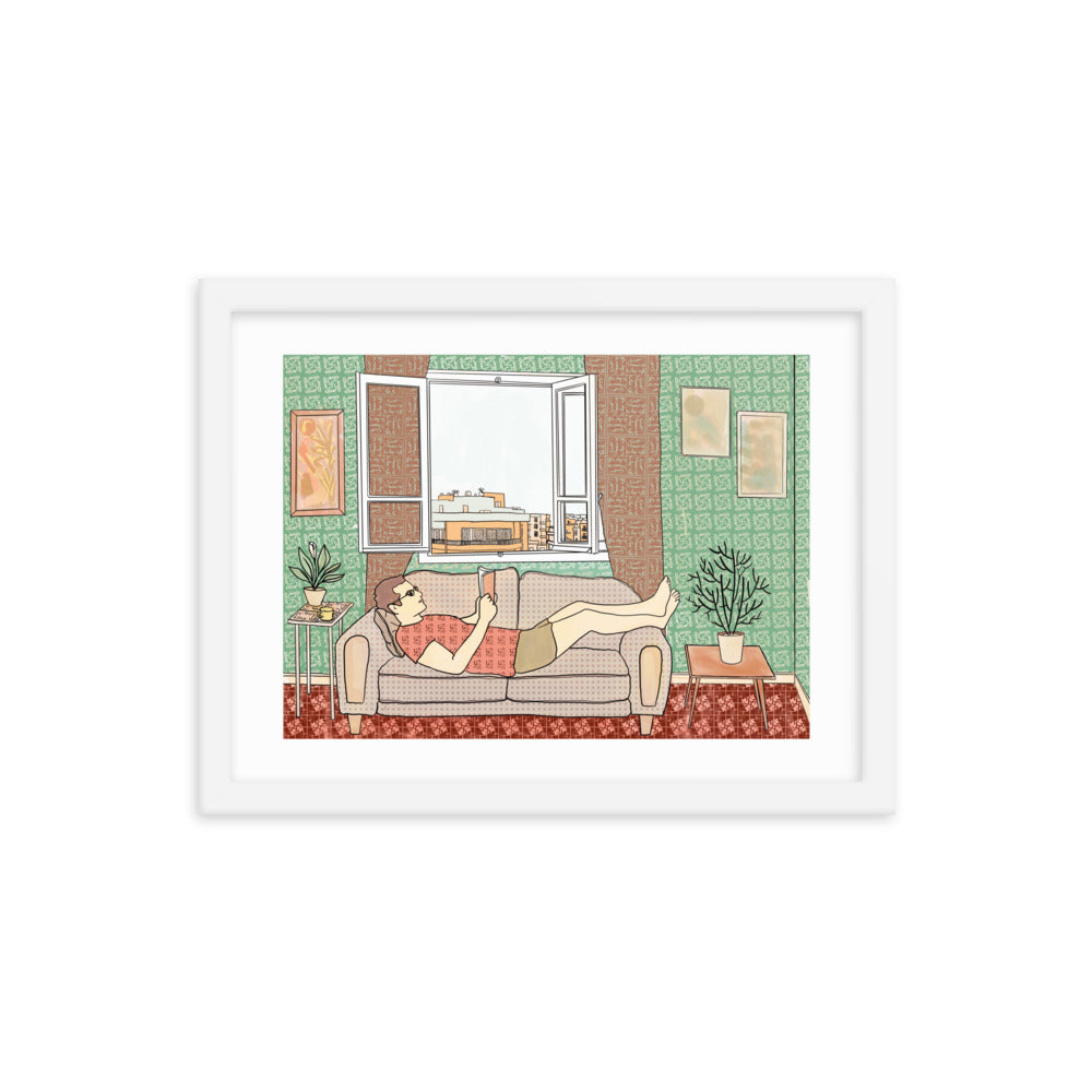 Peace of Mind Art prints Collection 1/3 - Reading in Beirut Framed poster - Frame Included