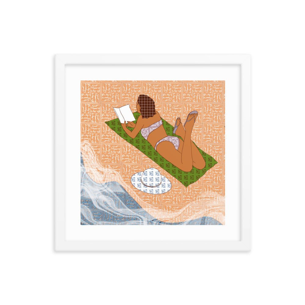 Peace of Mind Art prints Collection 2/3- Reading at the Beach Poster - Frame included