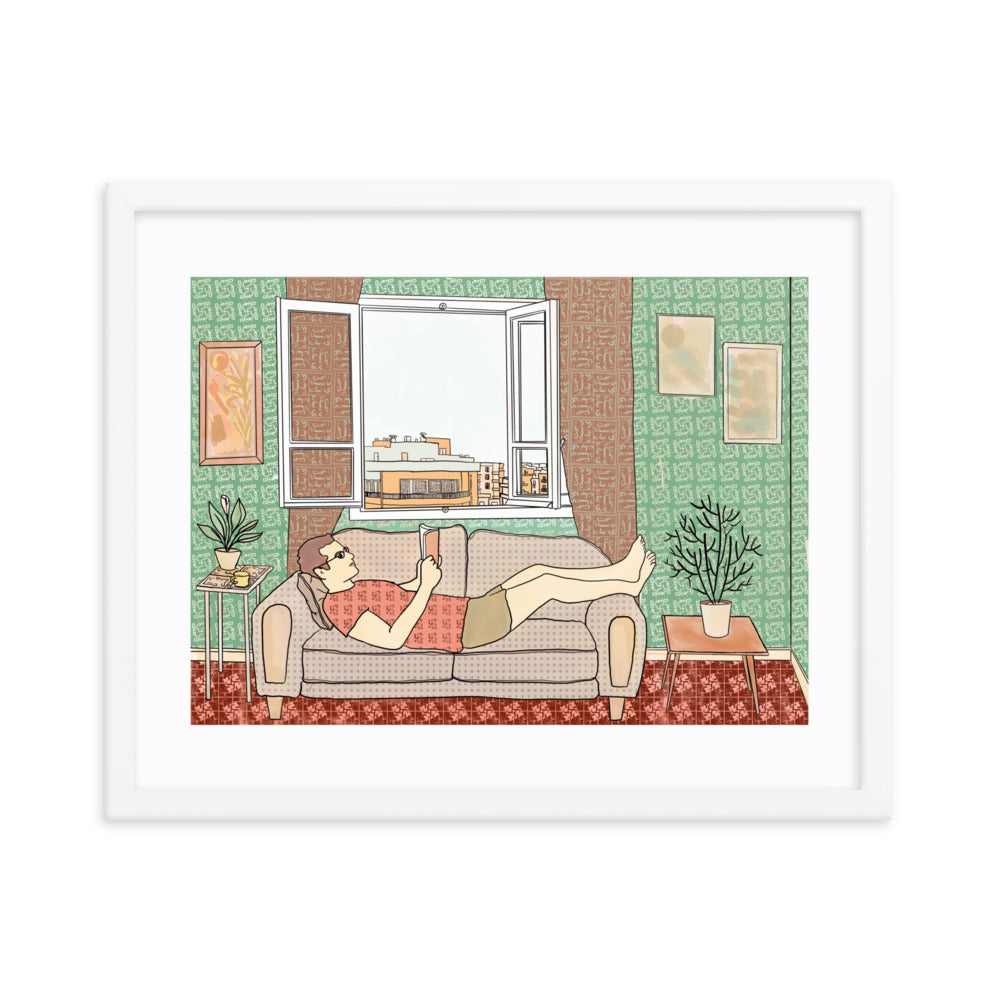 Peace of Mind Art prints Collection 1/3 - Reading in Beirut Framed poster - Frame Included