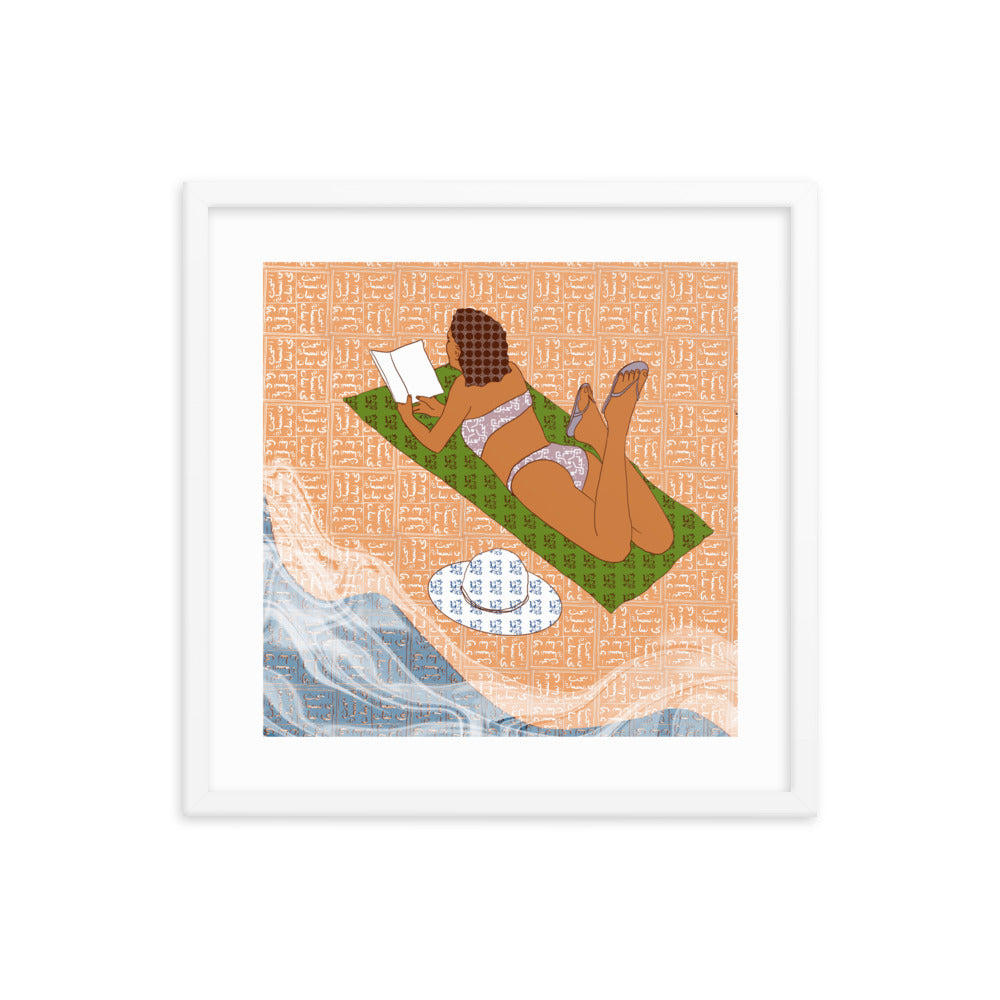 Peace of Mind Art prints Collection 2/3- Reading at the Beach Poster - Frame included