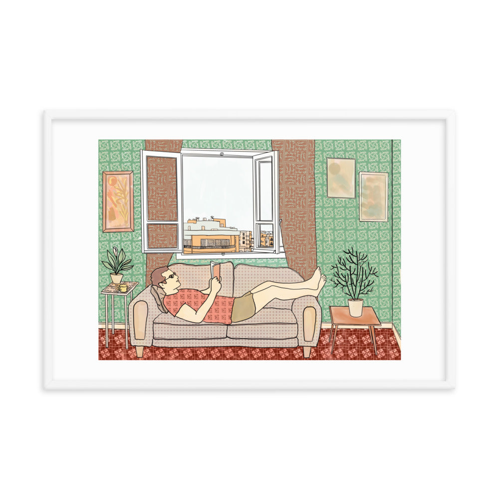 Peace of Mind Art prints Collection 1/3 - Reading in Beirut Framed poster - Frame Included