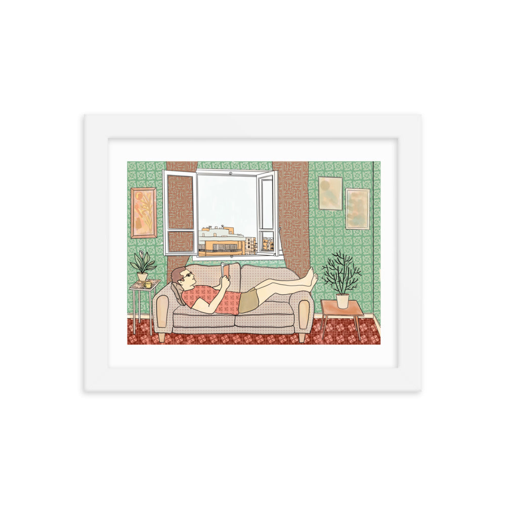 Peace of Mind Art prints Collection 1/3 - Reading in Beirut Framed poster - Frame Included