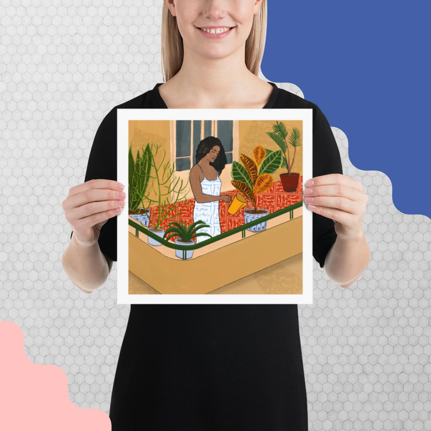 Woman Watering Her Plants Poster- Piece of Mind Art Prints 3/3 - No frame