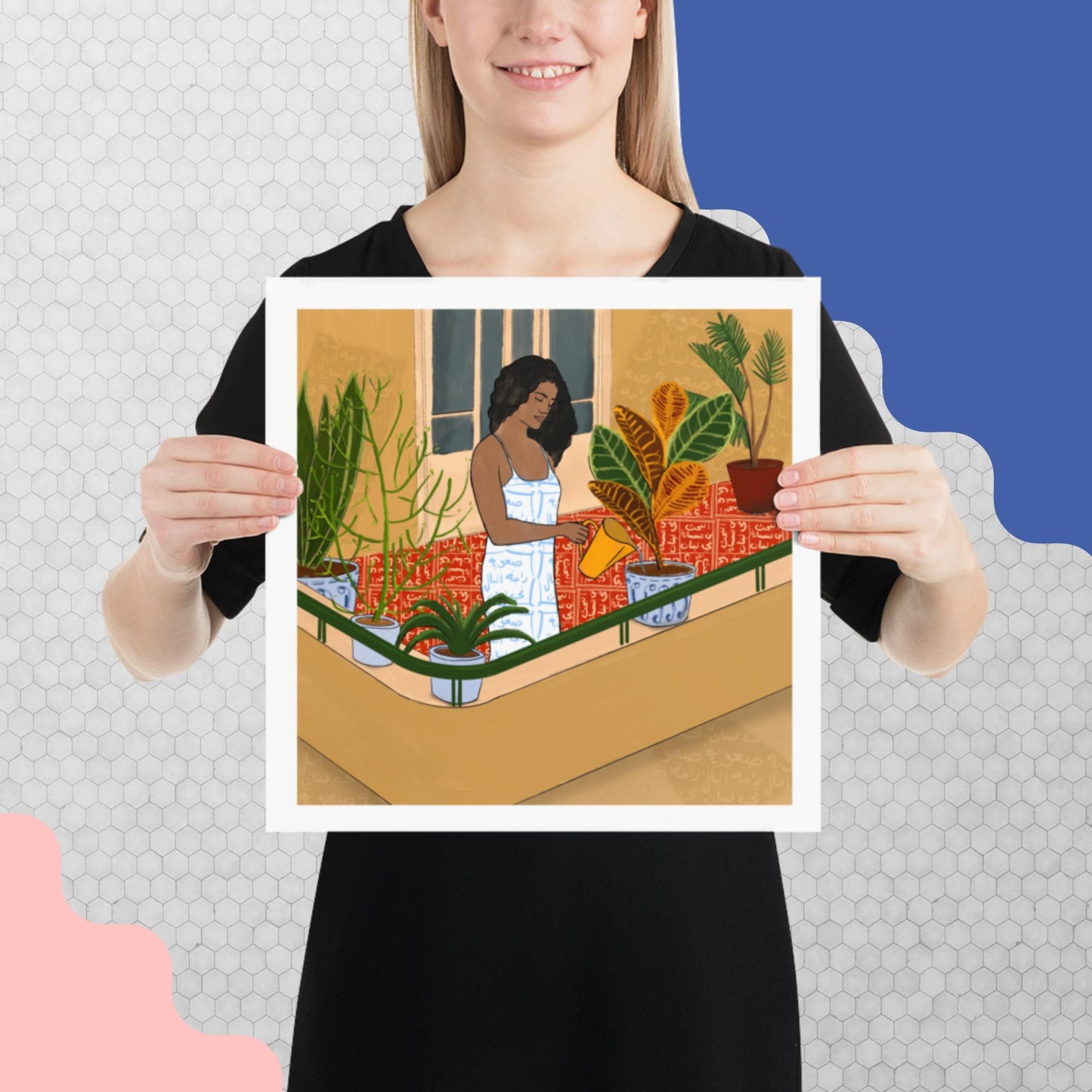 Woman Watering Her Plants Poster- Piece of Mind Art Prints 3/3 - No frame