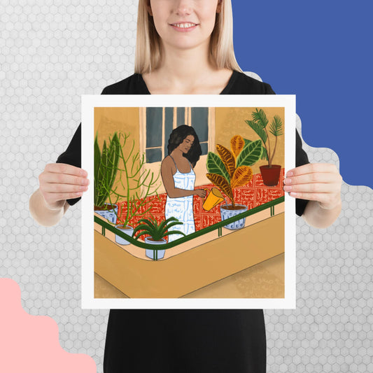 Woman Watering Her Plants Poster- Piece of Mind Art Prints 3/3 - No frame