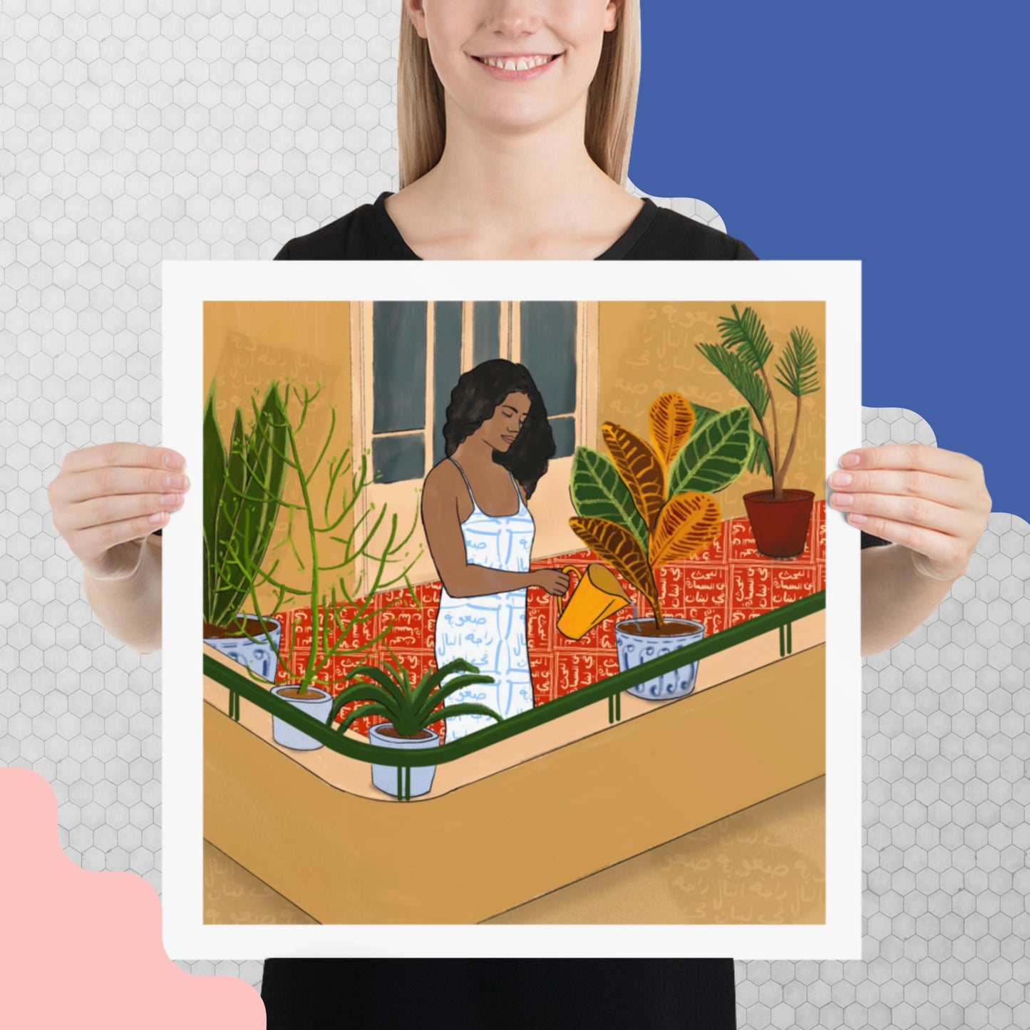 Woman Watering Her Plants Poster- Piece of Mind Art Prints 3/3 - No frame
