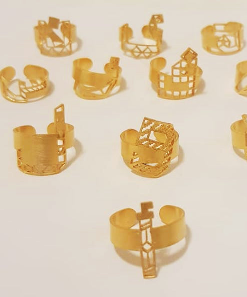 Art Deco Abjadiya Rings