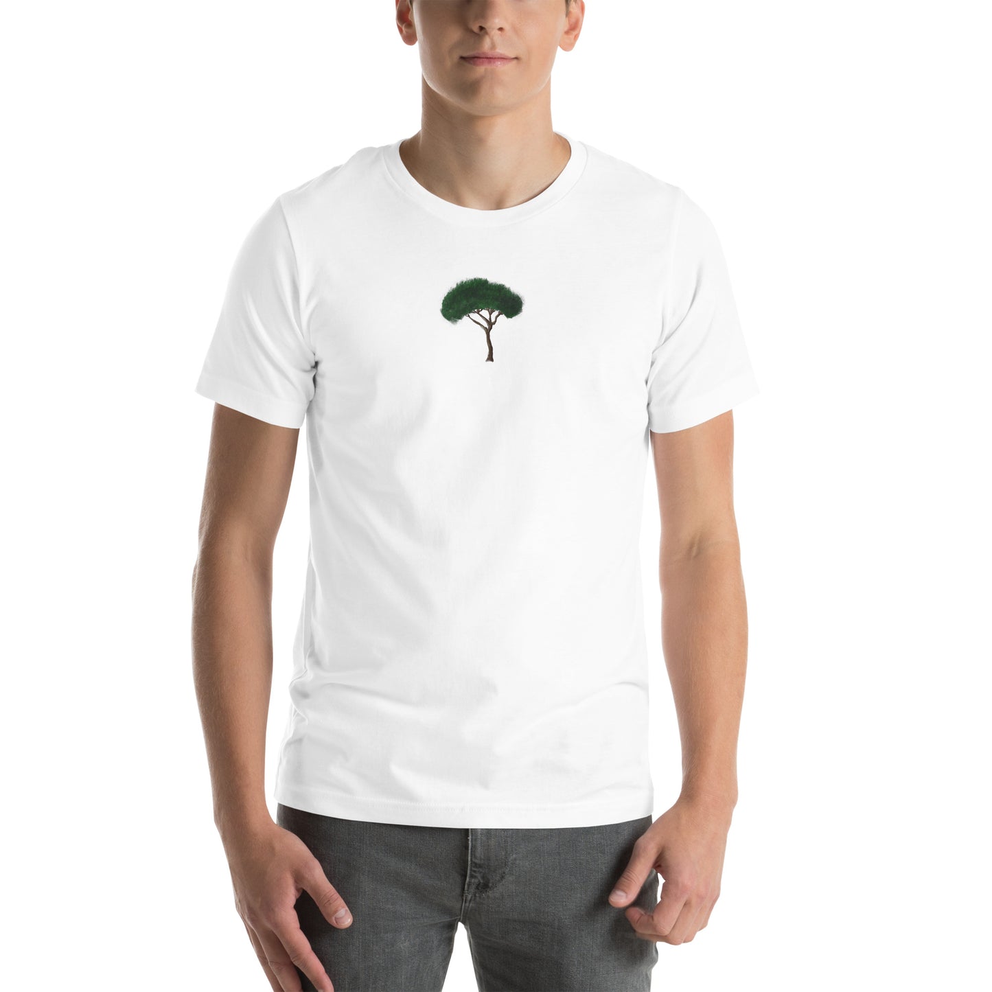 Snoubar Embroidered Unisex t-shirt with Pine tree embroidery in the middle front