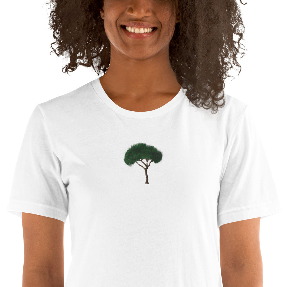 Snoubar Embroidered Unisex t-shirt with Pine tree embroidery in the middle front