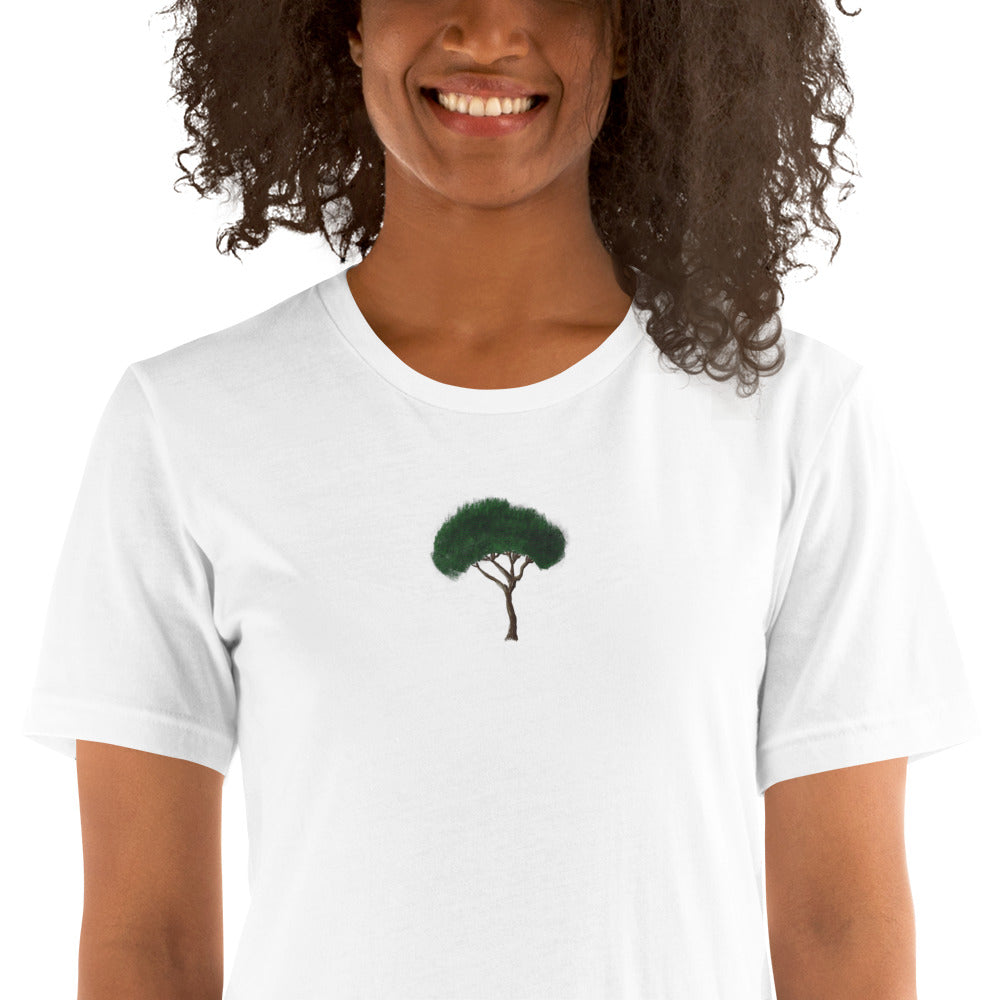 Snoubar Embroidered Unisex t-shirt with Pine tree embroidery in the middle front