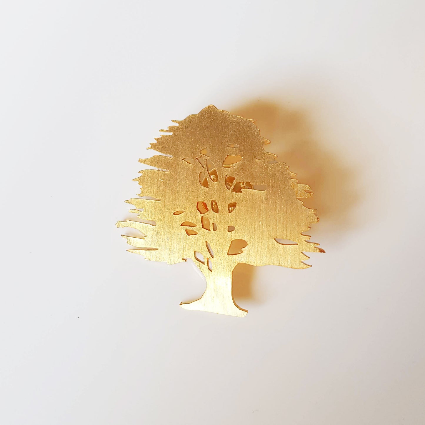Cedar Tree Pin Gold-Plated and Handmade Jewelry Pin / Brooch