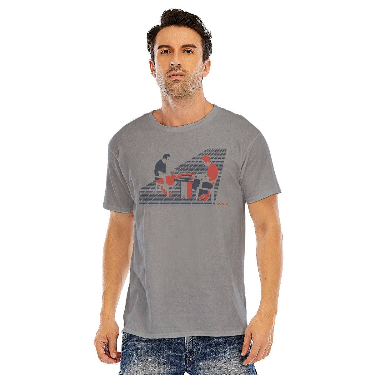 Men playing backgammon on the sidewalk cotton t-shirt