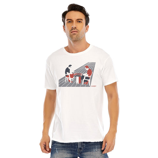 Men playing backgammon on the sidewalk cotton t-shirt
