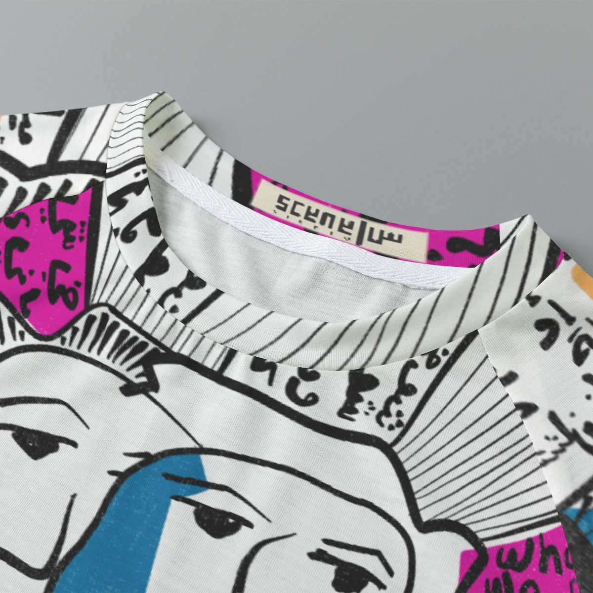 Illustrated cropped Raglan T-shirt With Short Sleeve