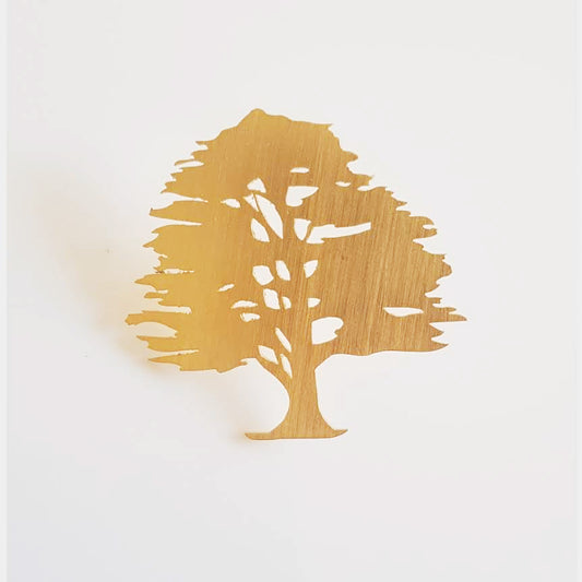 Cedar Tree Pin Gold-Plated and Handmade Jewelry Pin / Brooch