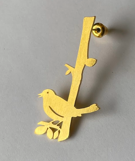Small Bird on Branch Earrings